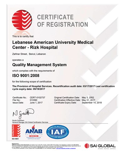 LAU Medical Center-Rizk Hospital reaffirms its commitment to quality on an international level